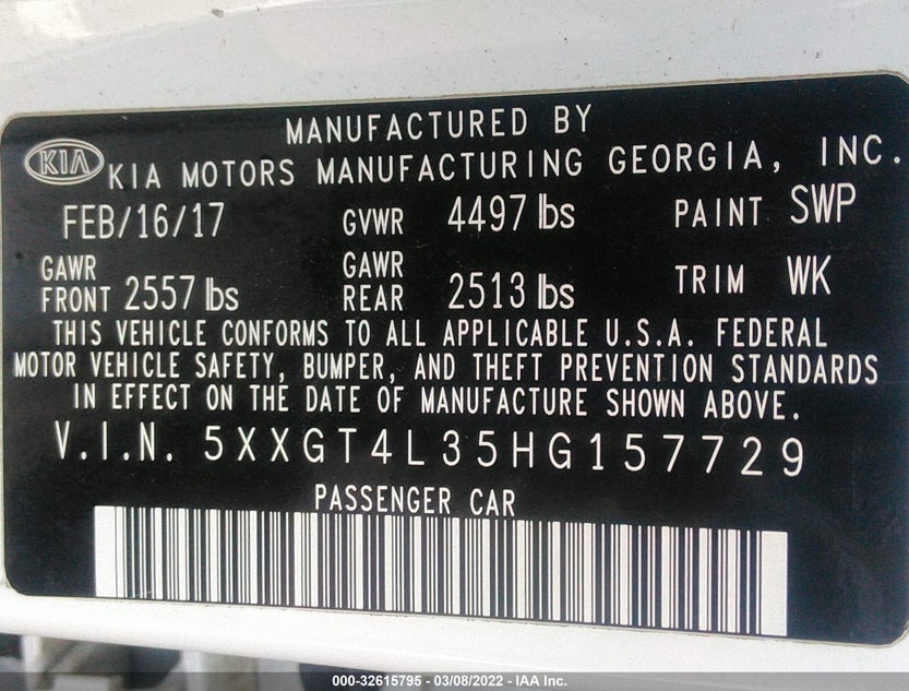5XXGT4L35HG157729
