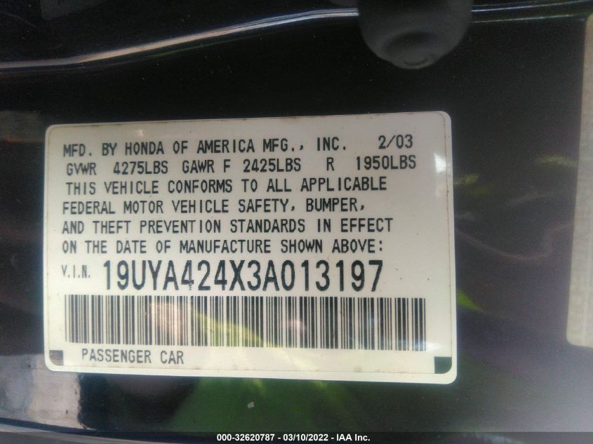 19UYA424X3A013197 2003 Acura Cl 3.2