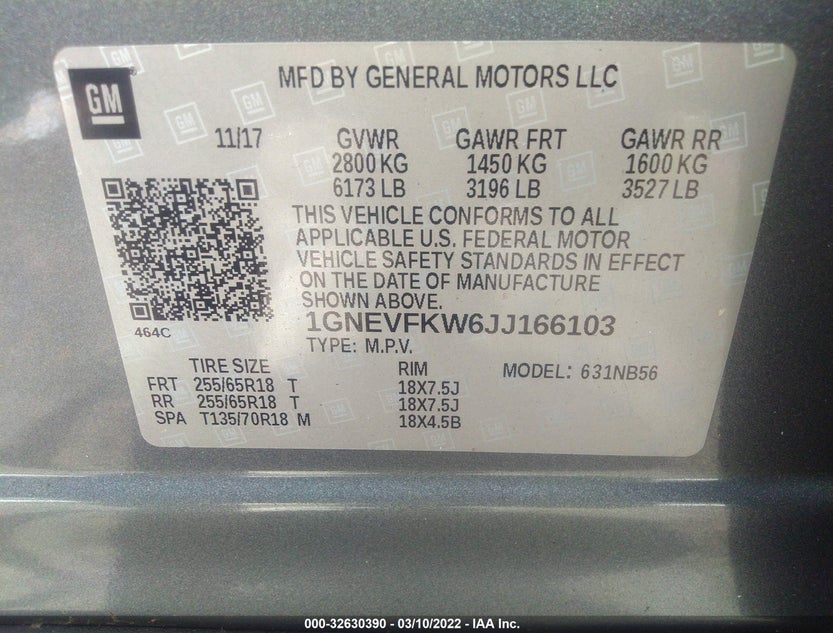 1GNEVFKW6JJ166103