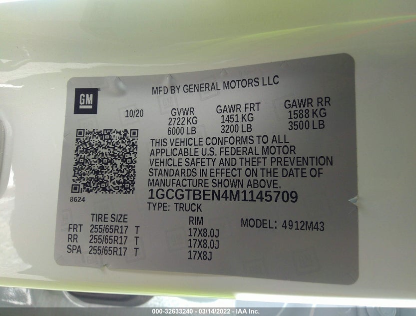 1GCGTBEN4M1145709