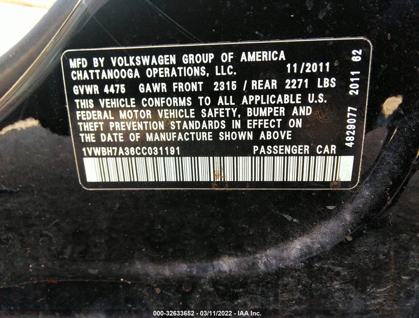 1VWBH7A36CC031191
