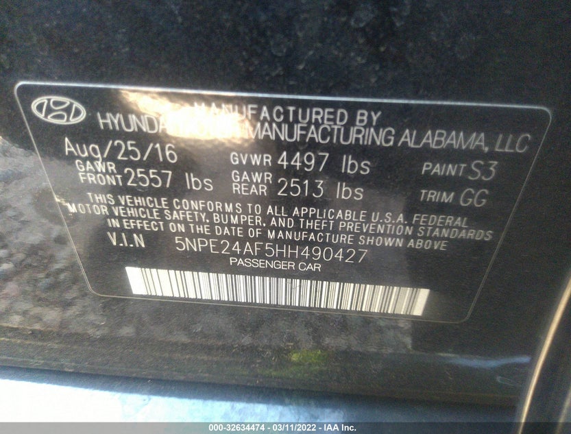 5NPE24AF5HH490427