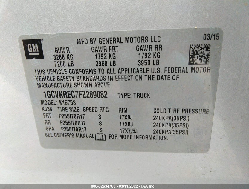 1GCVKREC7FZ289082