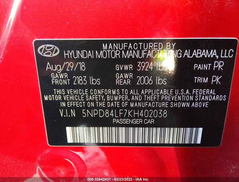 5NPD84LF7KH402038