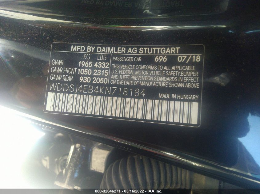 WDDSJ4EB4KN718184 2019 Mercedes-Benz Cla 250