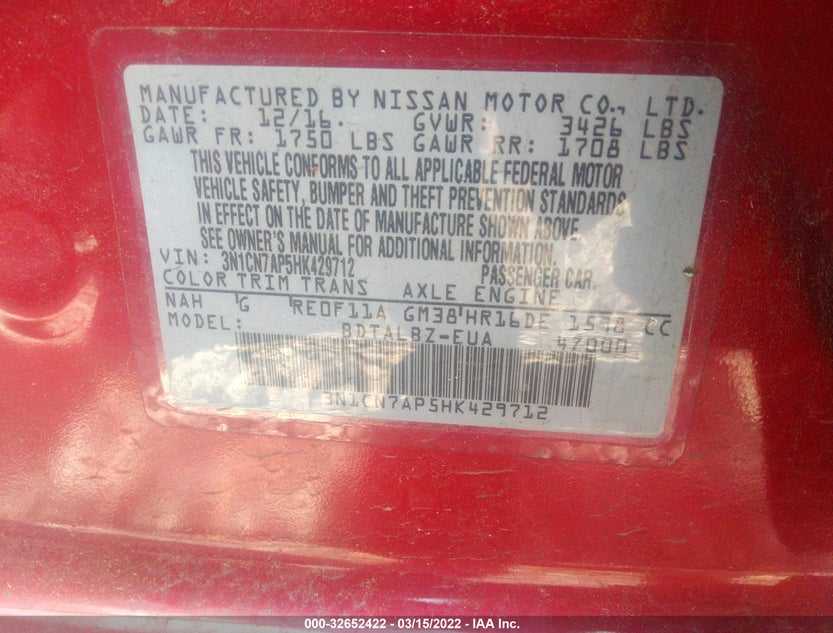 3N1CN7AP5HK429712