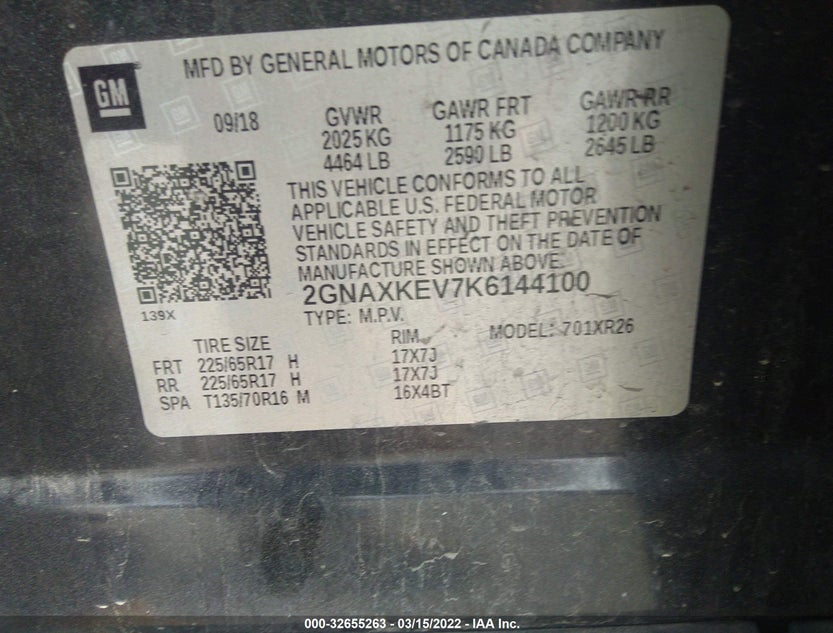 2GNAXKEV7K6144100