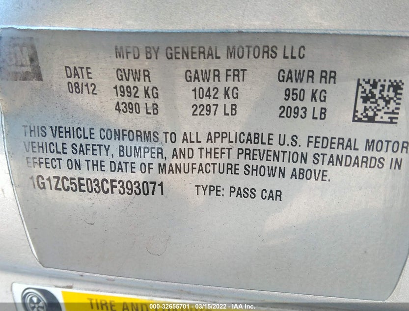 1G1ZC5E03CF393071