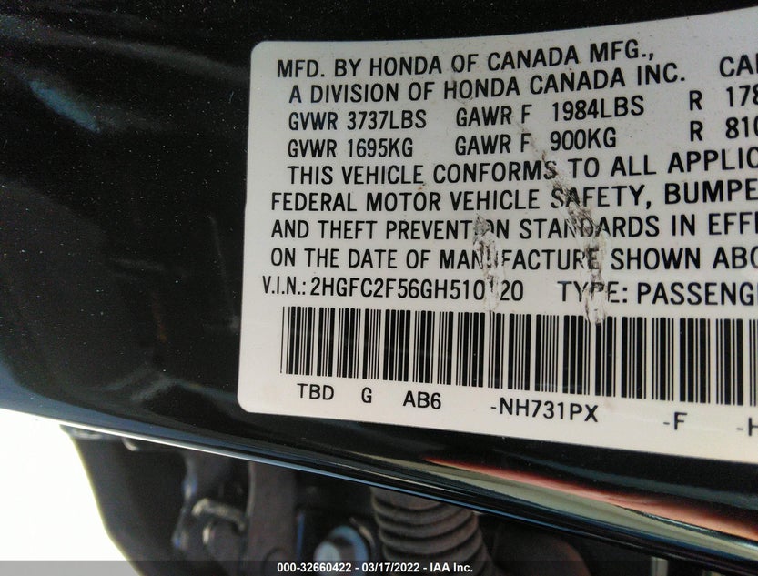 2HGFC2F56GH510120