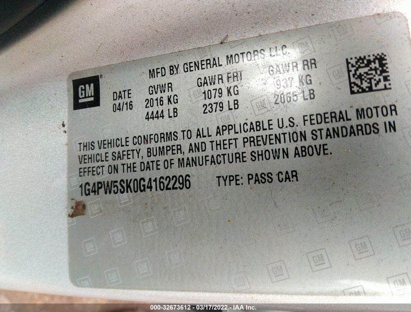 1G4PW5SK0G4162296