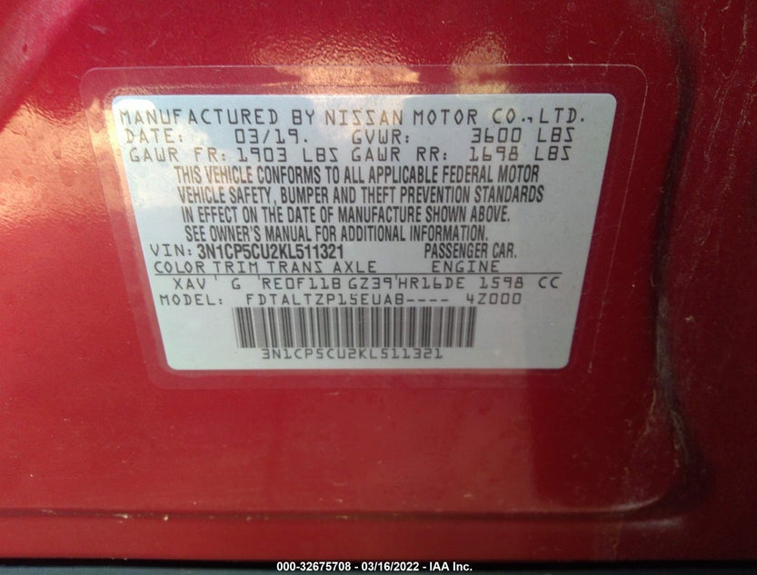 3N1CP5CU2KL511321