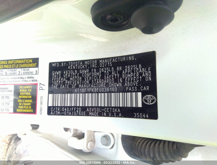 4T1BF1FK9FU036160