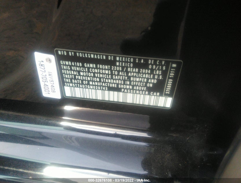 3VW5T7AU7GM020743