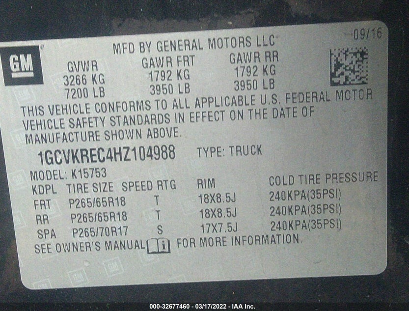 1GCVKREC4HZ104988