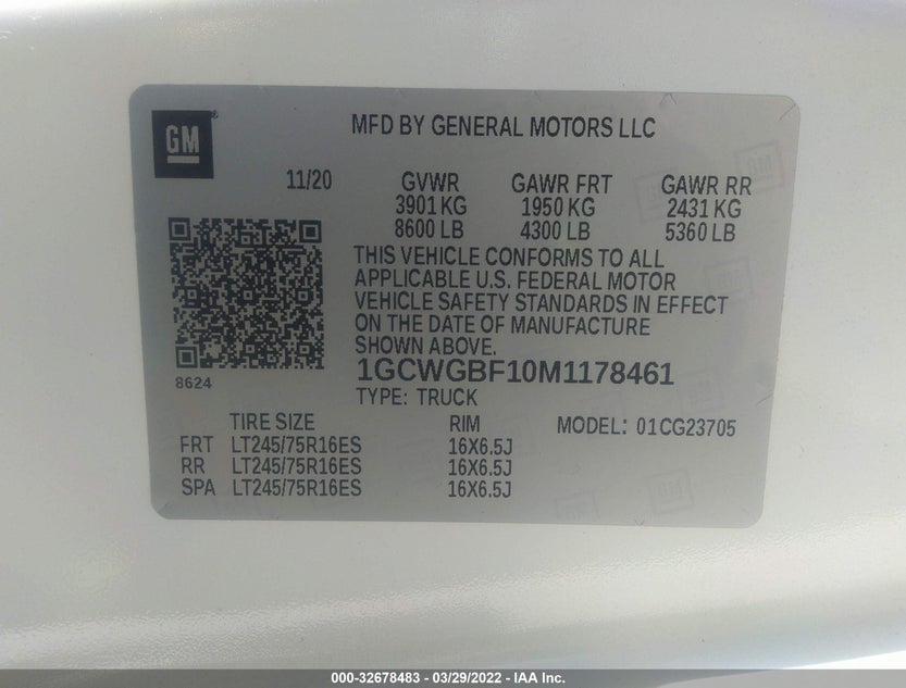 1GCWGBF10M1178461
