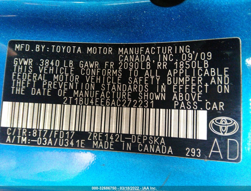 2T1BU4EE6AC272231