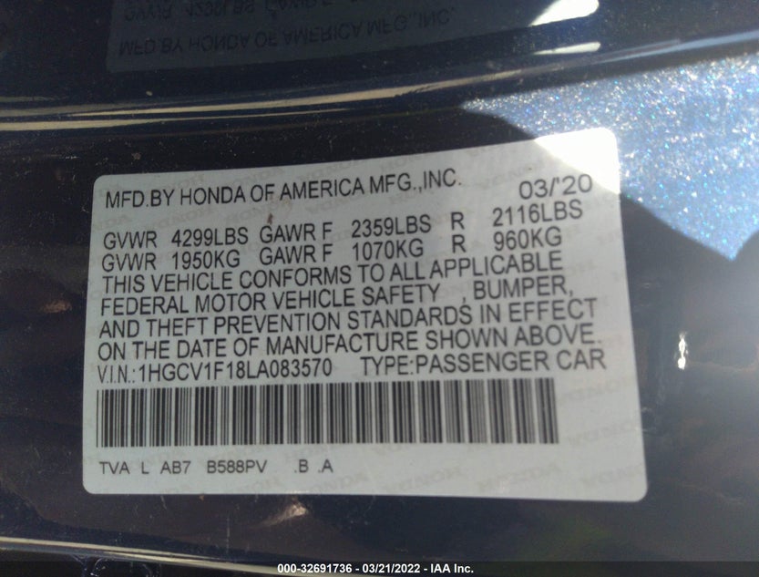 1HGCV1F18LA083570