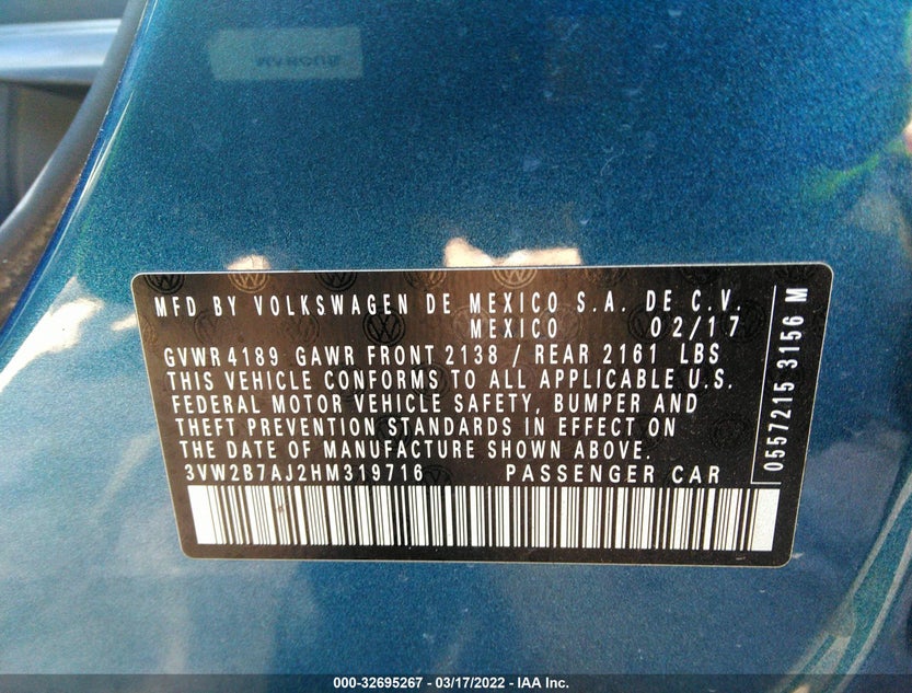 3VW2B7AJ2HM319716