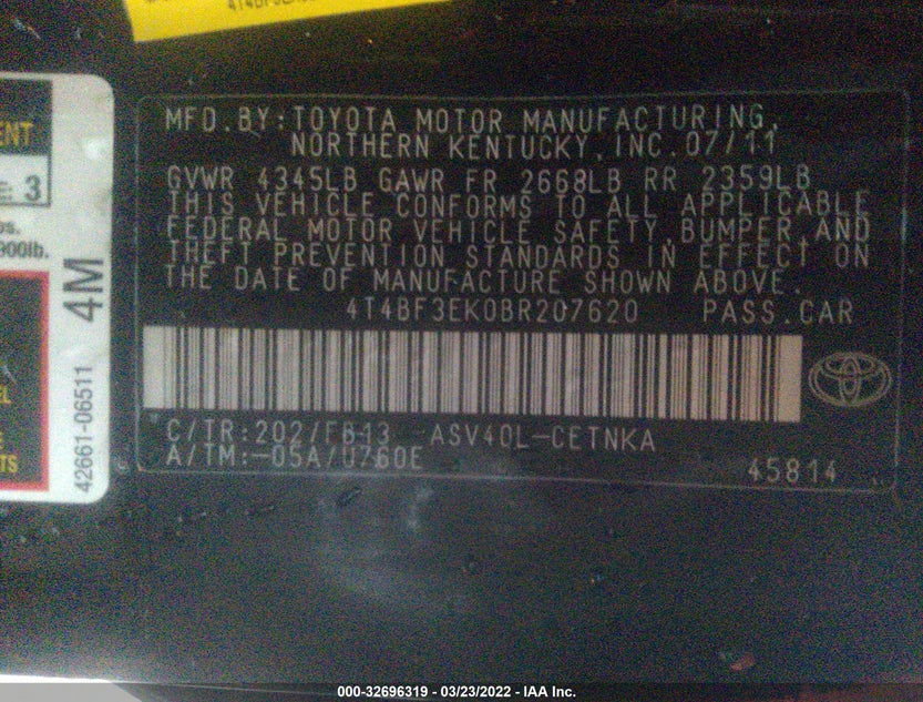 4T4BF3EK0BR207620