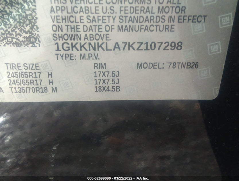 1GKKNKLA7KZ107298