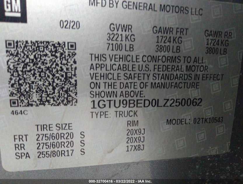 1GTU9BED0LZ250062