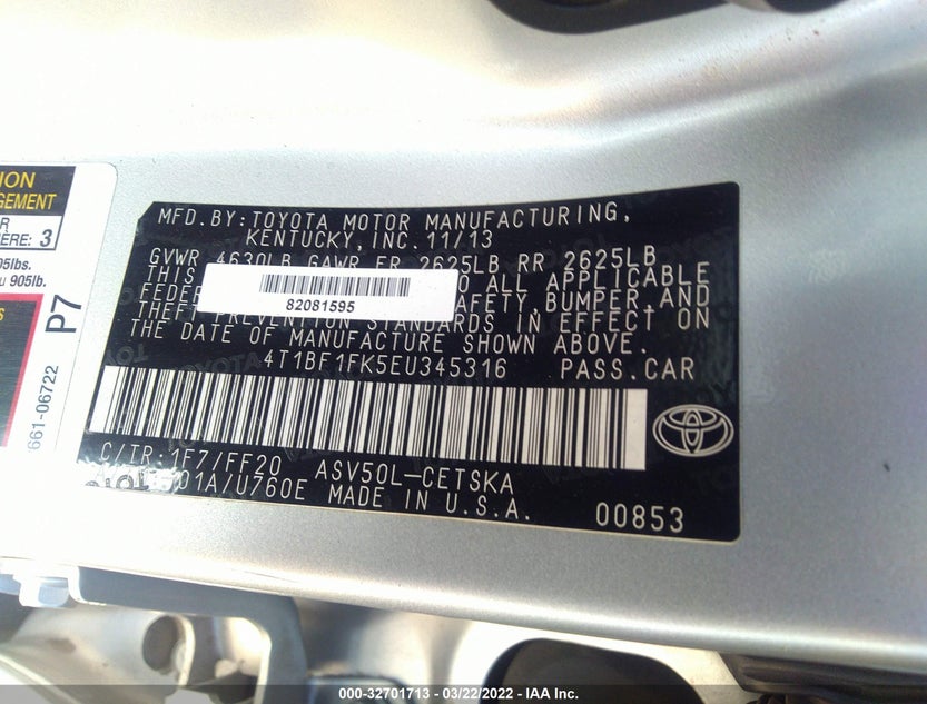 4T1BF1FK5EU345316