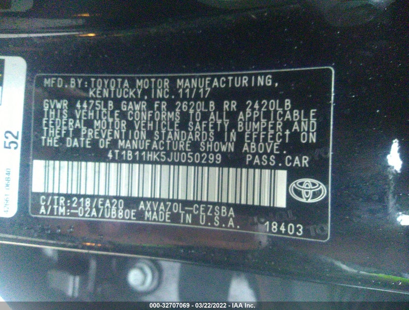 4T1B11HK5JU050299