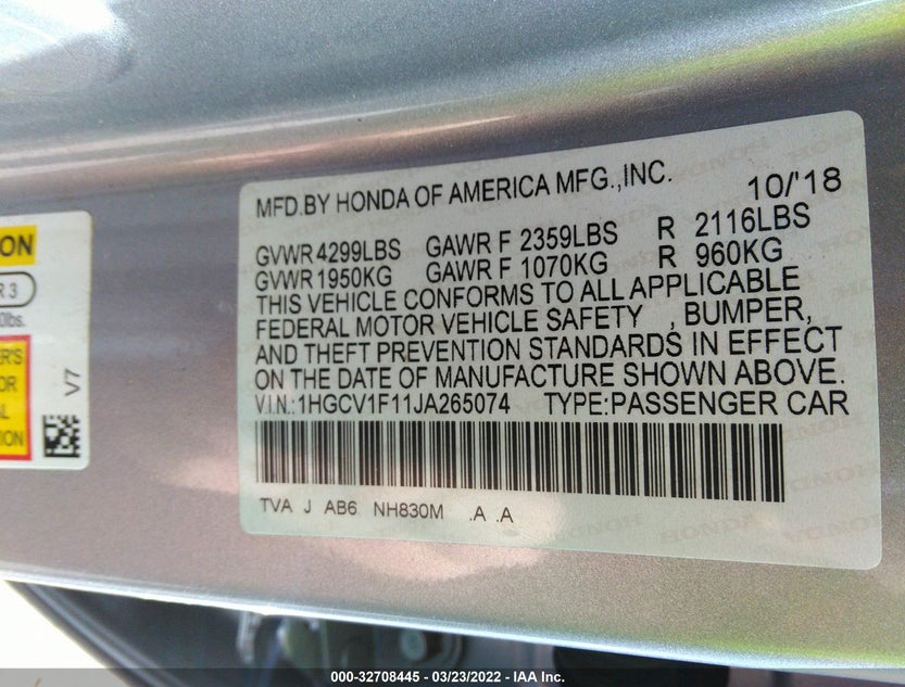 1HGCV1F11JA265074