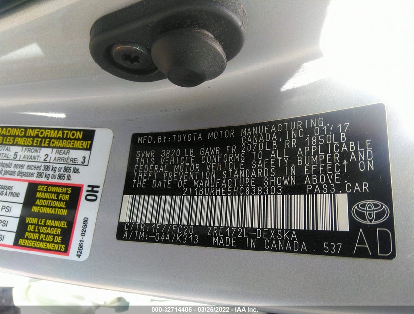 2T1BURHE5HC838303