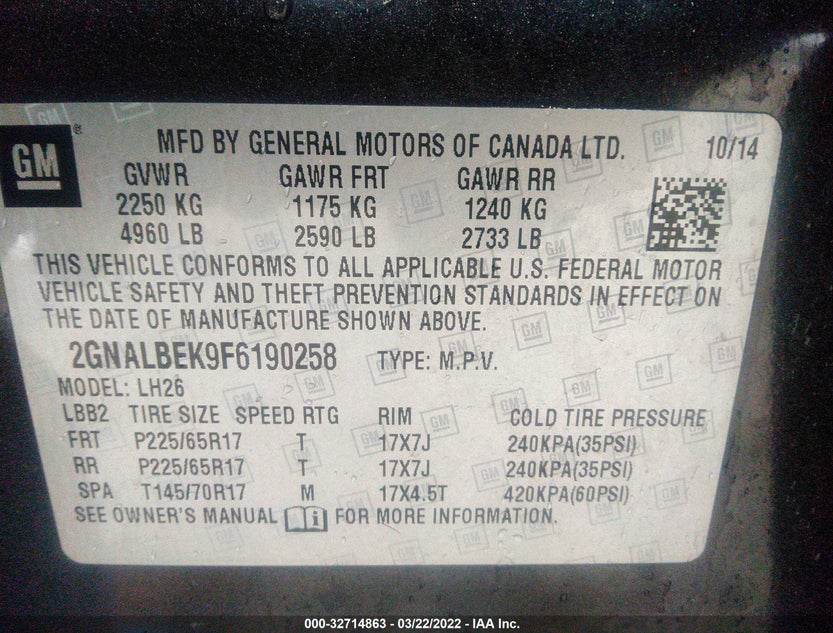 2GNALBEK9F6190258