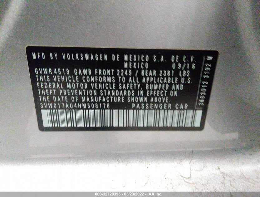 3VW017AU4HM508176