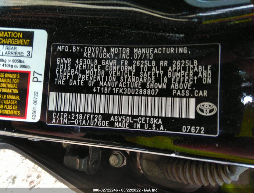 4T1BF1FK3DU288807