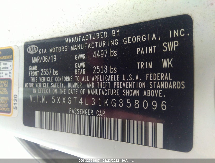 5XXGT4L31KG358096