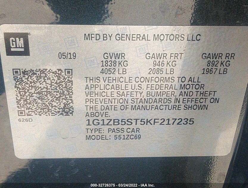 1G1ZB5ST5KF217235