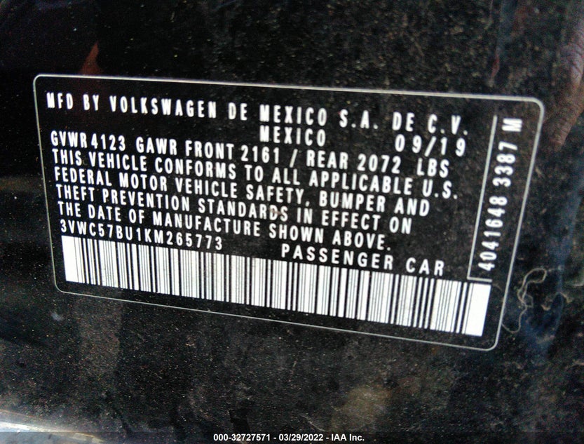 3VWC57BU1KM265773