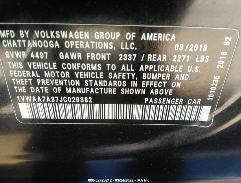 1VWAA7A37JC029382