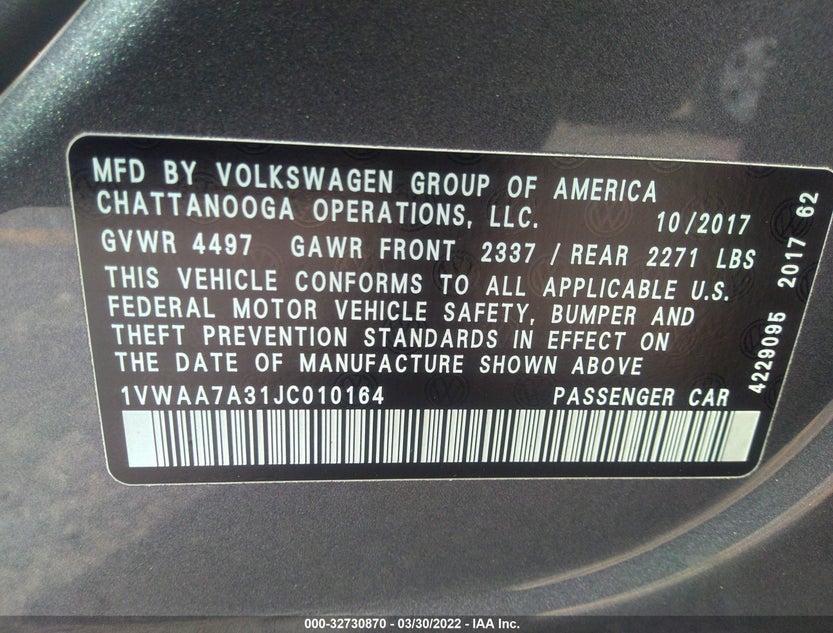 1VWAA7A31JC010164