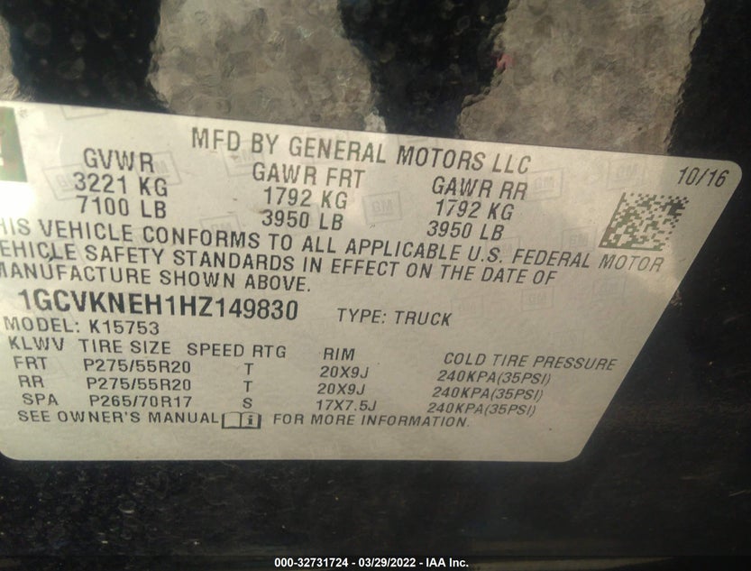 1GCVKNEH1HZ149830