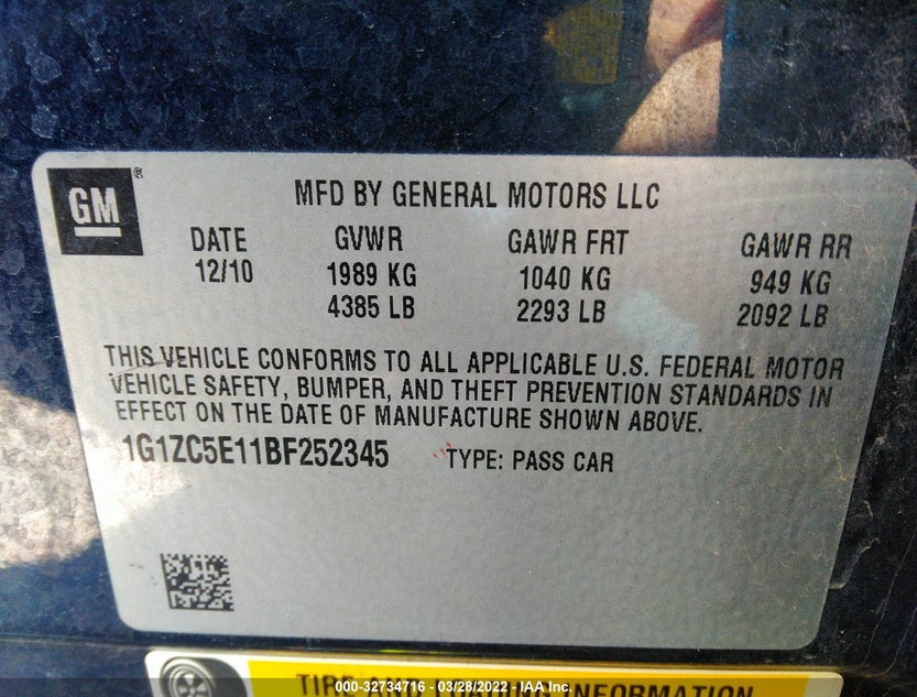 1G1ZC5E11BF252345
