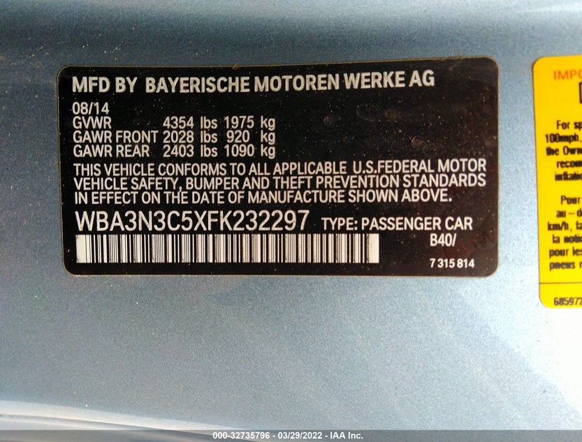 WBA3N3C5XFK232297