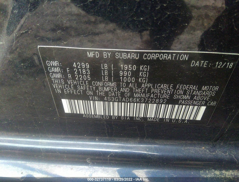 4S3GTAD66K3722892