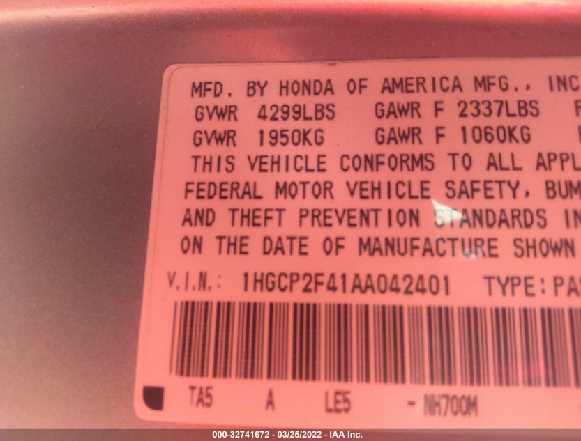 1HGCP2F41AA042401