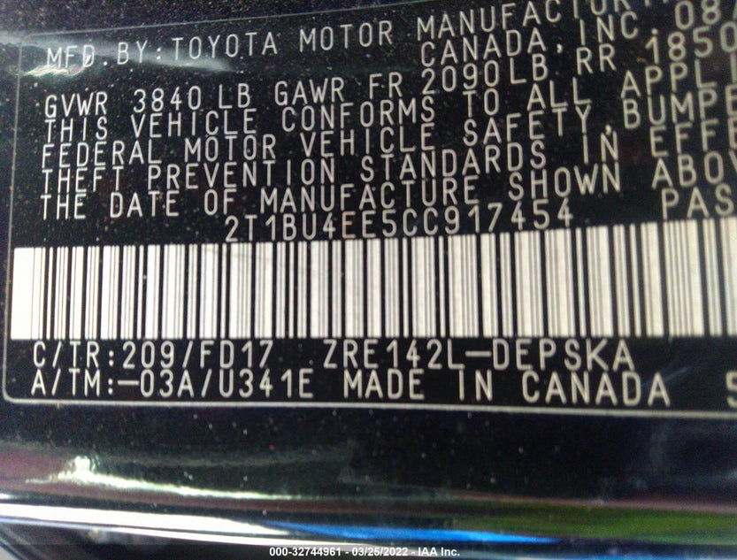2T1BU4EE5CC917454