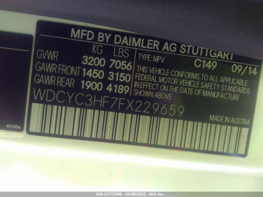 VIN WDCYC3HF7FX229659 2015 Mercedes-Benz G-Class, G... no.9