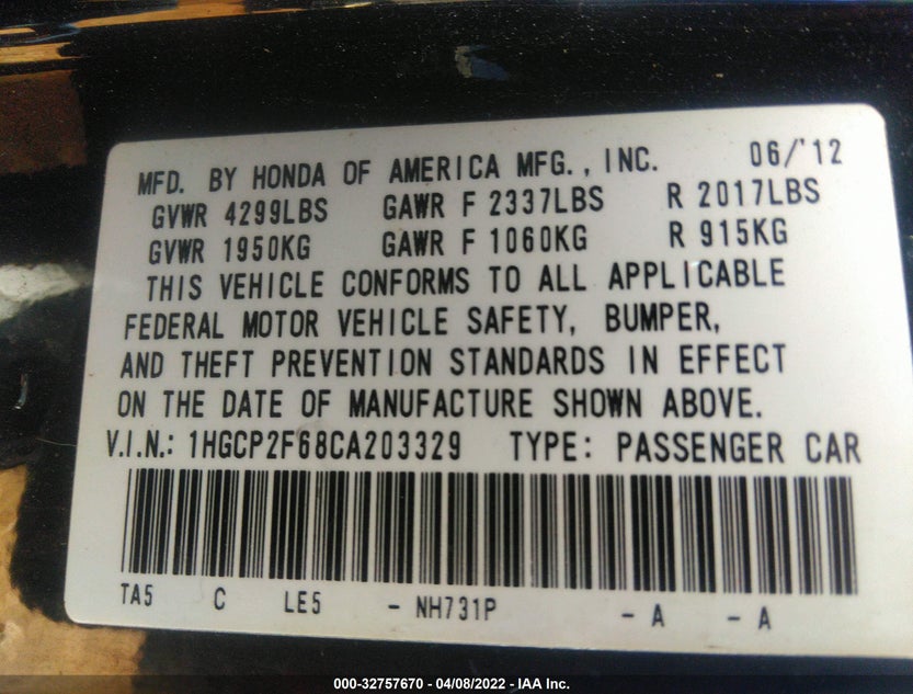 1HGCP2F68CA203329