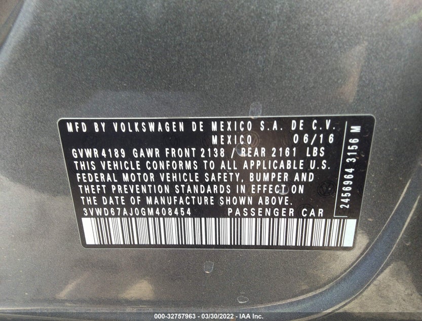 3VWD67AJ0GM408454