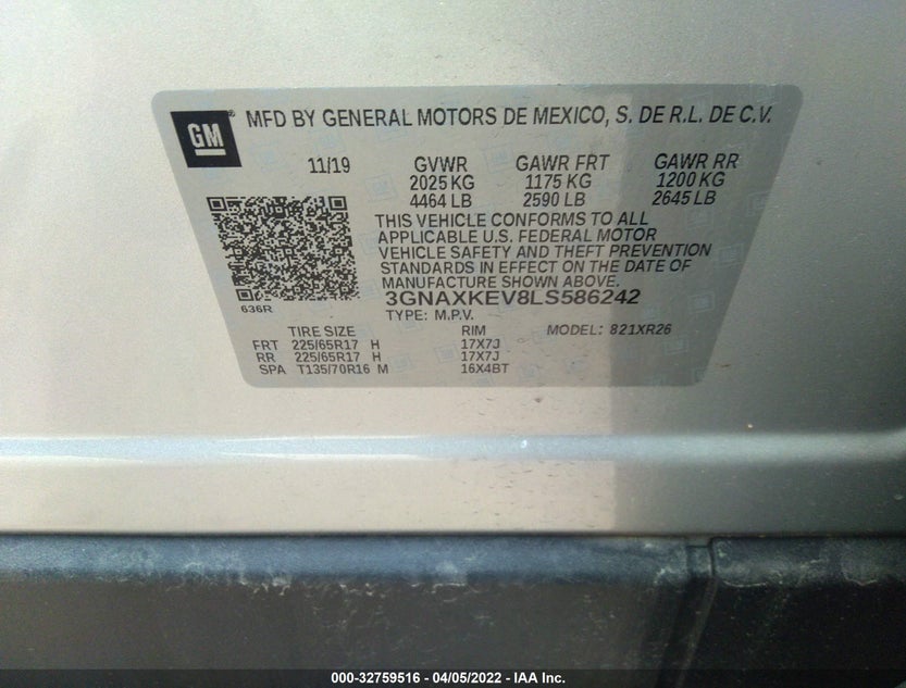 3GNAXKEV8LS586242