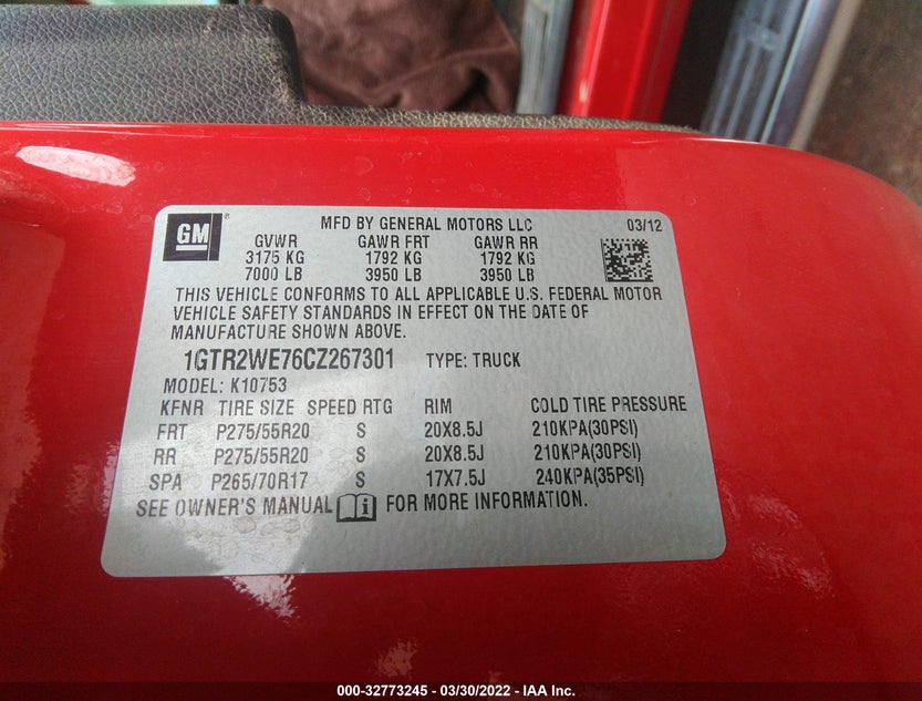1GTR2WE76CZ267301