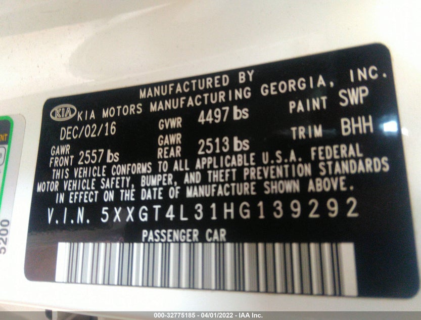 5XXGT4L31HG139292