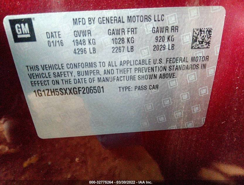 1G1ZH5SXXGF206501